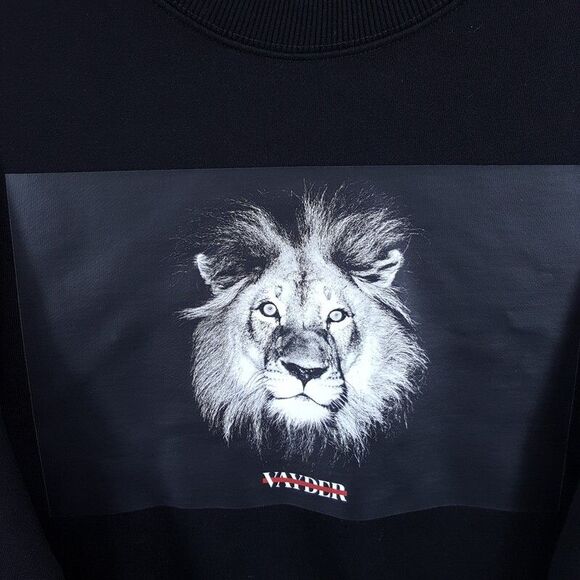 VAYDER Sweatshirt Mens Small Black Pullover Crew Lion Luxury Premium MULLER $310 - Picture 2 of 8